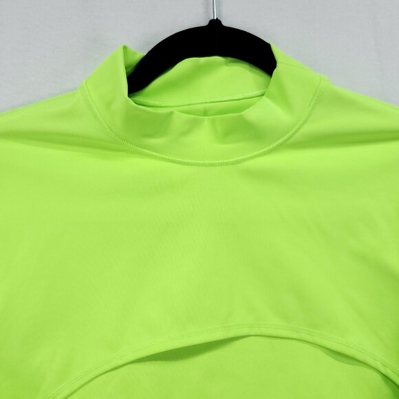 Athleta Cropped Top Size XS Eclipse Shrug Long Sleeve Neon Yellow Athletic Shirt - Picture 8 of 12